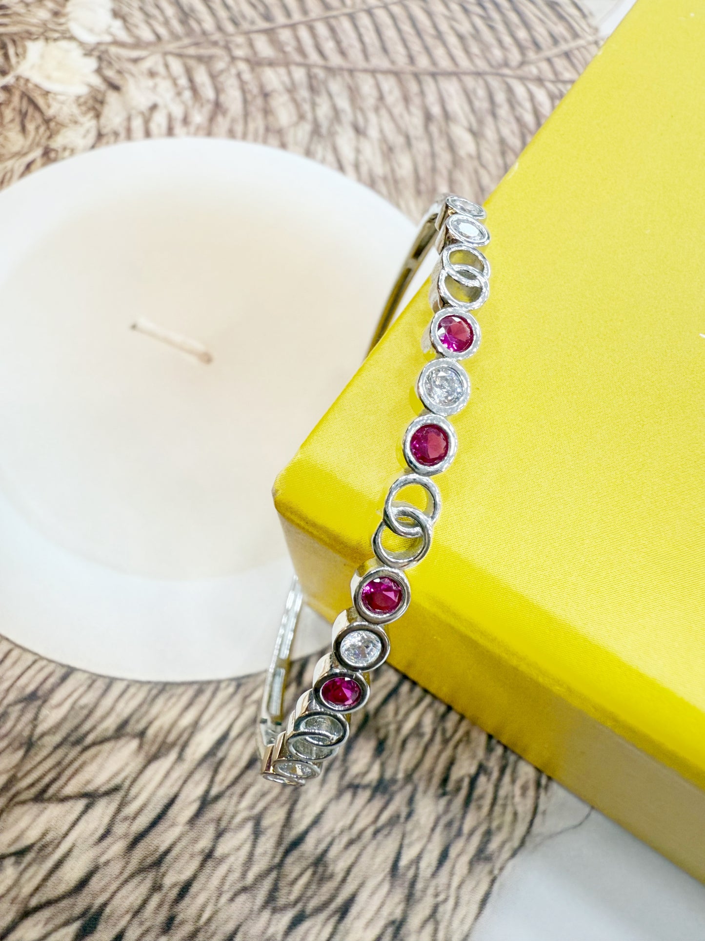Ruby CZ link Bangle