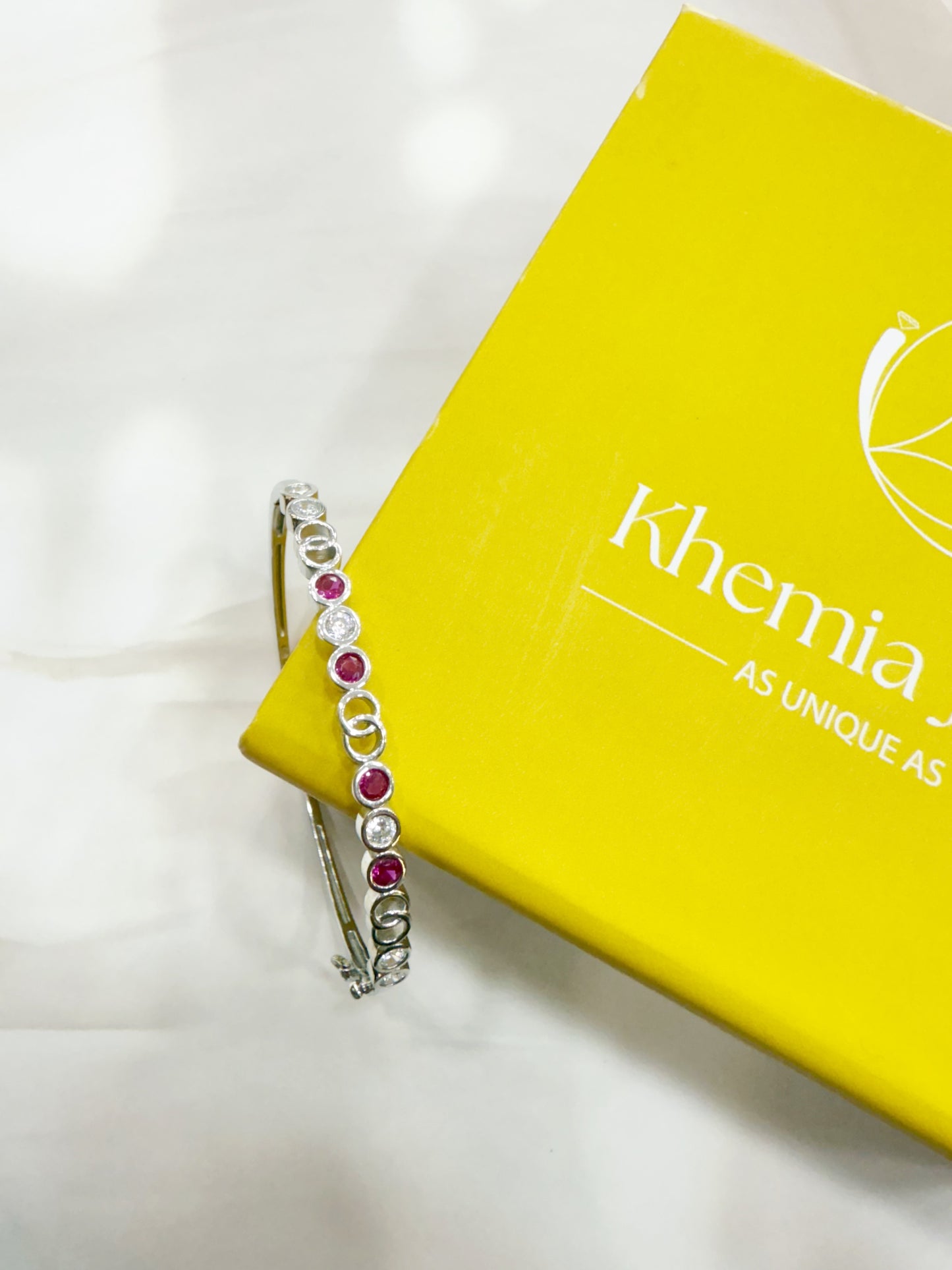 Ruby CZ link Bangle